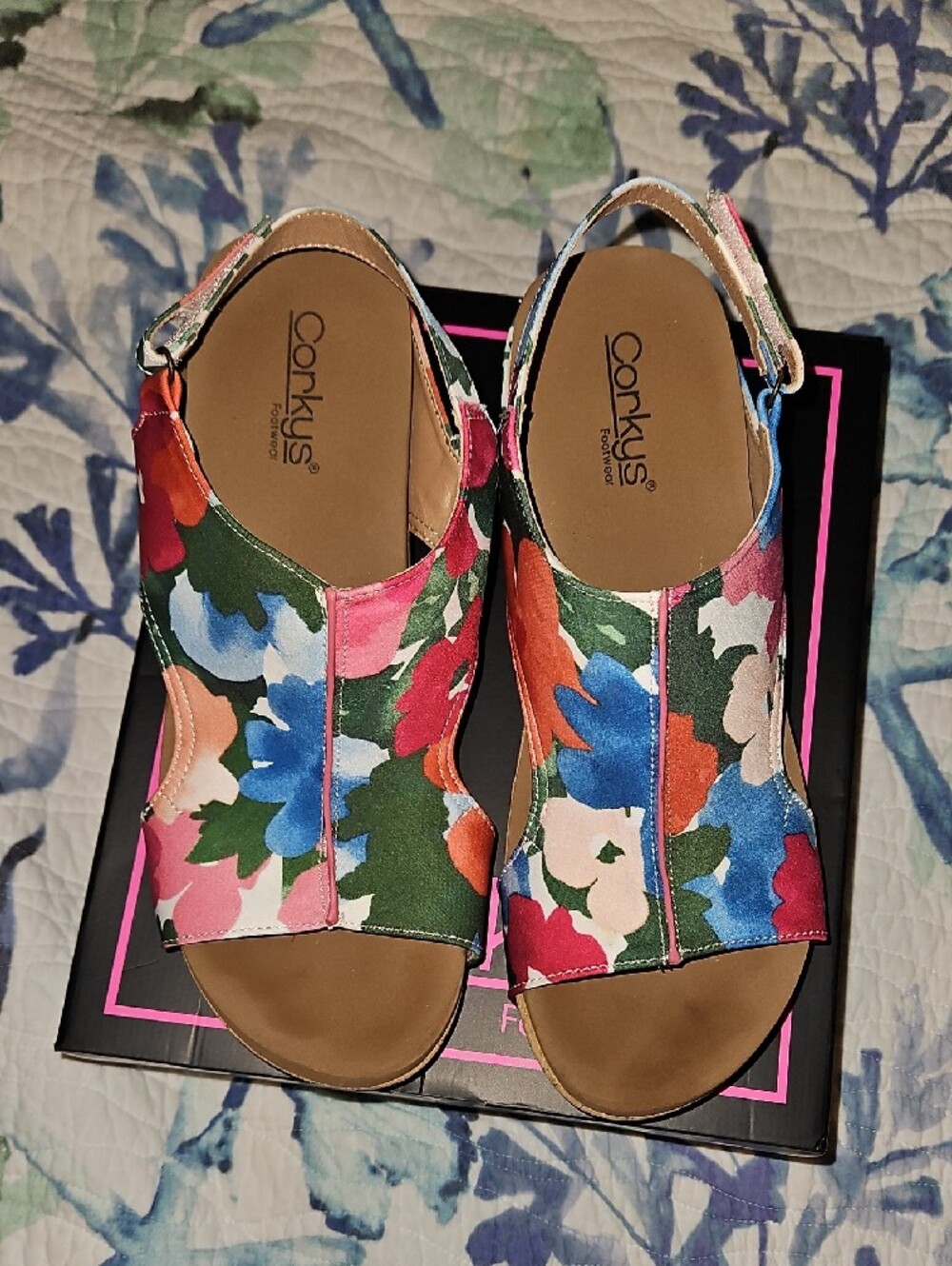 Corkys Floral Multicolor Cork Wedge Sandals - Picture 3 of 4